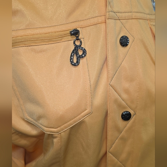 Vintage Pepe Jeans Orange Hooded Jacket Embroidered Rhinestone Back Streetwear - Picture 9 of 10